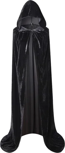 Vista 2 de Capa larga con capucha, capa de terciopelo, disfraz de bruja para Halloween para mujeres y hombres