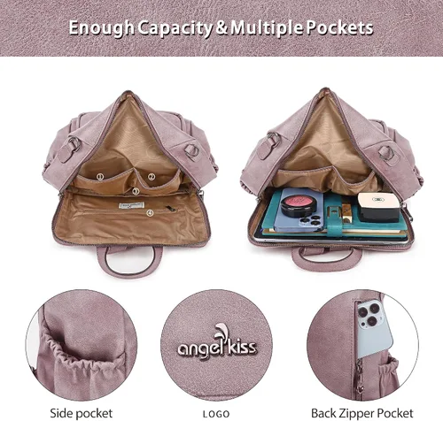 Vista 69 de Bolsos mochila monedero de piel sintética para mujer, bolsas con zíper, mochilas de hombro casuales