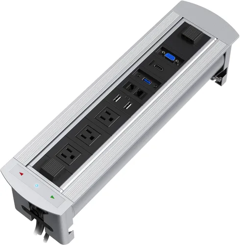 Vista 9 de Enchufe desplegable de escritorio con receptáculo de 3 tomas de corriente y 2 puertos USB