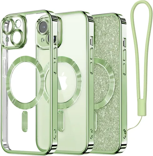 Vista 65 de Meifigno - Funda diseñada para el iPhone 16 Pro de 6.3", [Tarjeta de purpurina y correa para la muñeca] [Compatible con MagSafe]