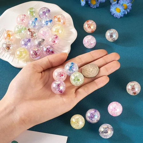 Vista 2 de Craftdady 30 cuentas acrílicas de 0.787 in de goma de mascar de color AB cuentas focales redondas gruesas de burbujas espaciadoras para bolígrafos