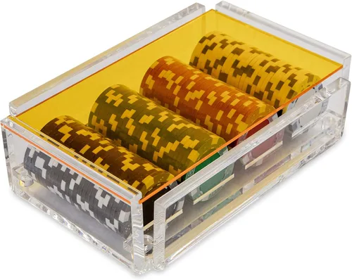 Vista 7 de La Ficha - Juego de fichas de póquer, 100 fichas resistentes y resistentes, incluye 4 fichas de color para jugar, caja de acrílico hecha a mano