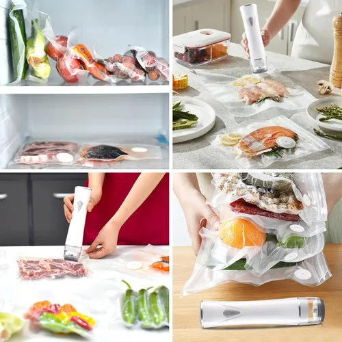 Vista 7 de Sellador al vacío, sellador de alimentos inalámbrico de mano con 30 bolsas reutilizables, sensor de parada automática y tanque de agua visible