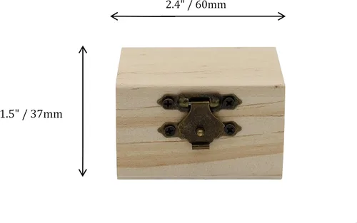 Vista 4 de Creative Hobbies Paquete de 12 mini cajas del tesoro de madera con cierre de bloqueo, cofre del tesoro de madera sin terminar para recuerdos