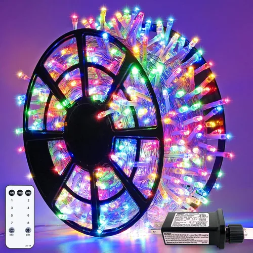 Vista 26 de JMEXSUSS - Tira de 100 luces led para interiores, 8 modos, enchufables, parpadeantes, 33 pies, luces navideñas para exteriores, a prueba de agua