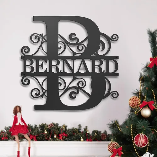 Vista 2 de Letreros de metal personalizados con nombre de familia, letreros de apellido, decoración del hogar arte de pared de metal al aire libre