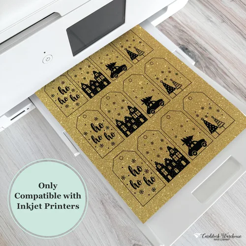 Vista 4 de Cardstock Warehouse Diamond Print Inkjet Glitter - Papel de cartulina con purpurina dorada de alta calidad, 15 hojas, 8.5 x 11 pulgadas, 104