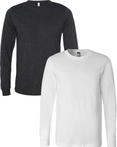 Vista 109 de Canvas Filmore 3501 - Camiseta de 4.2 onzas para hombre manga larga (1) Ceniza + (1) Jaspeado atlético