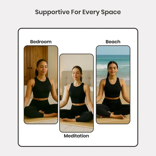 Vista 5 de LFH Home Handmade Straw Yoga Mat For Exercise, Workout, Fitness - Perfect Heavy Quality Eco Friendly Natural Straw Reversible Yoga Mat for Men &