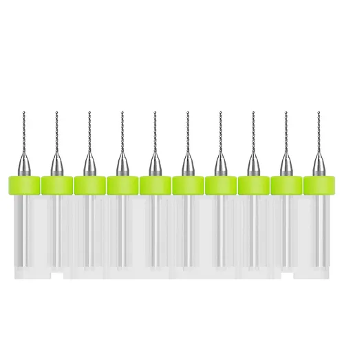 Vista 10 de Juego de 10 brocas para PCB, vástago de 1/8 "0.01 in Micro Twist Bit Carburo de flauta espiral para placa de circuito de impresión Piedra Dremel