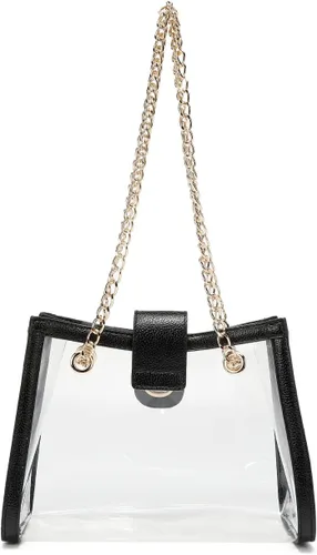 Vista 3 de Bolsos de hombro transparentes para mujer, ligeros, con correa de cadena y bolsas cruzadas con cierre giratorio.