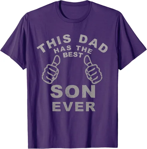 Vista 26 de Camiseta con texto en inglés "This Dad Has the Best Son Ever", regalo del día del padre, Negro
