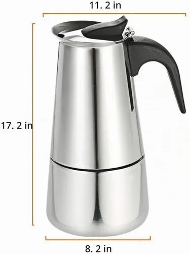 Vista 3 de 4Cups - Cafetera portátil de acero inoxidable de 6.8 fl oz, cafetera eléctrica de 110 V, cafetera eléctrica con estufa eléctrica (6.8 fl oz, 4 tazas)