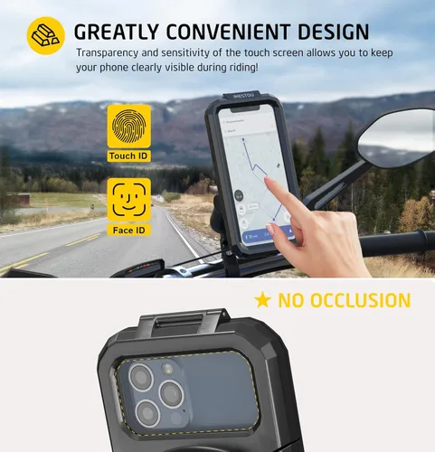 Vista 5 de iMESTOU IP66 - Soporte impermeable para teléfono para bicicleta con cabezal de bola de 1 pulgada, adecuado para componentes de tamaño RAM B/brazos