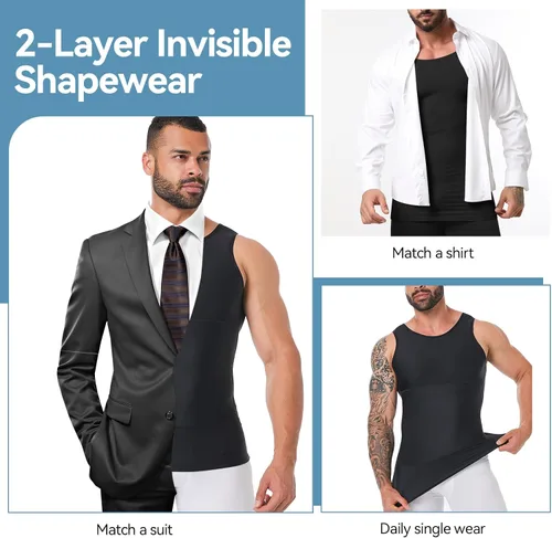 Vista 7 de Body Shaper, chaleco de compresión para adelgazar, control de abdomen, para ocultar el pecho, ginecomastia