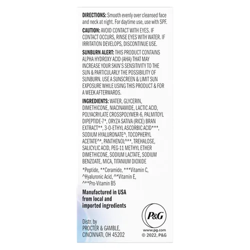 Vista 14 de Olay Super Serum Night Repair, tamaño de prueba sin fragancia, niacinamida, péptido, ácido salicílico y láctico, glicerina, beneficios