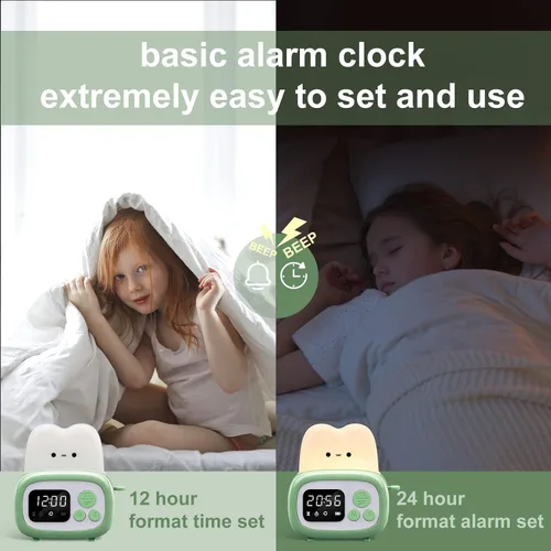 Vista 4 de QANYI Lámpara Reloj Temporizador Pequeña Tostadora, Linda Luz Nocturna con Herramienta de Gestión del Tiempo y Reloj de Mesa con Alarma