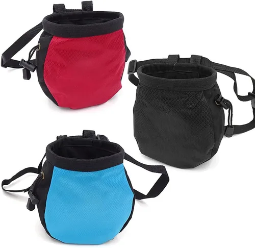 Vista 7 de Bolsa de tiza de escalada - Bolsa de tiza negra ajustable para equipos de escalada en roca