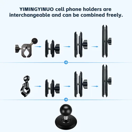 Vista 7 de Base de bola adhesiva flexible con bola de 1 pulgada compatible con brazo de doble enchufe RAM Mounts tamaño B, adaptador de cabeza de bola de 1