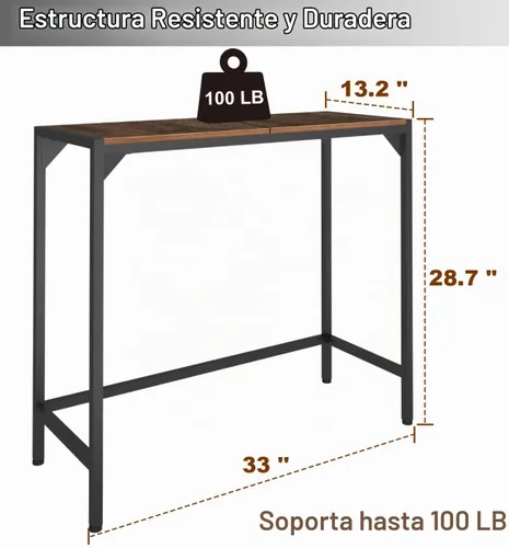 Vista 2 de Mesa consola estrecha industrial de 33 pulgadas, mesa de sofá para entrada, mesa de sofá, mesa auxiliar de entrada para pasillo, sala de estar