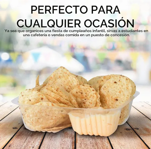 Vista 4 de Bandejas de plástico para nachos de 12 onzas (paquete de 50) bandeja desechable pequeña para nachos y salsa de queso, suministros de soporte