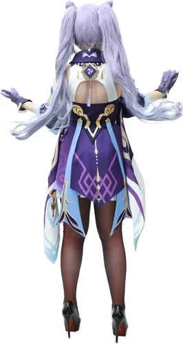 Vista 4 de DAZCOS Disfraz de cosplay Keqing para mujer para Halloween
