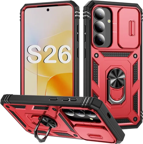 Vista 83 de PASNEW Funda militar para iPhone 13 Pro Max, cubierta de cámara deslizante y soporte de anillo de metal de 360°, carcasa rígida multicapa resistente