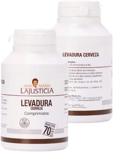 Vista 4 de Ana Maria Lajusticia, levadura de cerveza, fuente de vitaminas, salud cardíaca y digestión saludable, paquete de tratamiento de 70 días. Sin azúcar