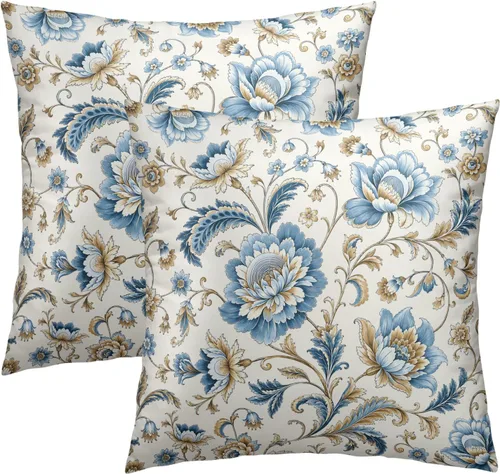 Vista 60 de Fundas de almohada de brújula de ancla, fundas de almohada náuticas para exteriores, fundas de cojín decorativas de rayas azules y blancas, fundas