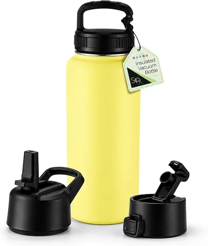 Vista 81 de SIPX™ Botella de Agua Aislada de 18 oz con 3 Tapas – Acero Inoxidable a Prueba de Fugas, Triple Aislamiento – Frío 24 Horas/Caliente 12 Horas – Negro