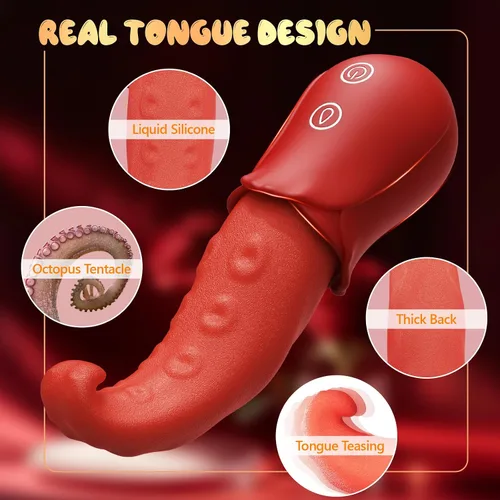 Vista 5 de Vibrador de juguetes sexuales para adultos para mujeres, vibrador de punto G, consolador de rosa, juguetes sexuales con 10 lamidas y 10 modos