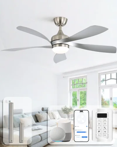 Vista 11 de Sofucor Ventilador de techo inteligente de 52", ventiladores de techo blancos para interiores/exteriores con luces y control remoto, funciona