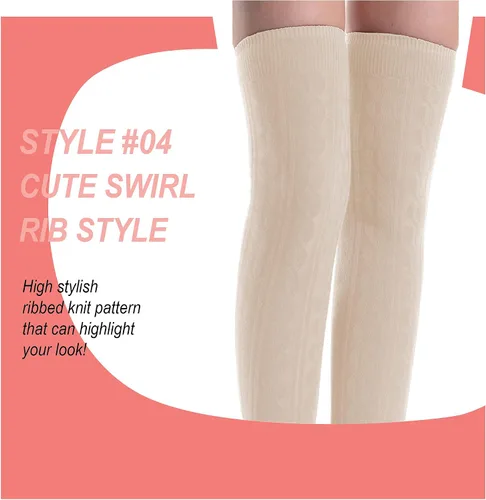 Vista 2 de Calcetines de algodón para mujer por encima de la rodilla, calcetines altos hasta el muslo