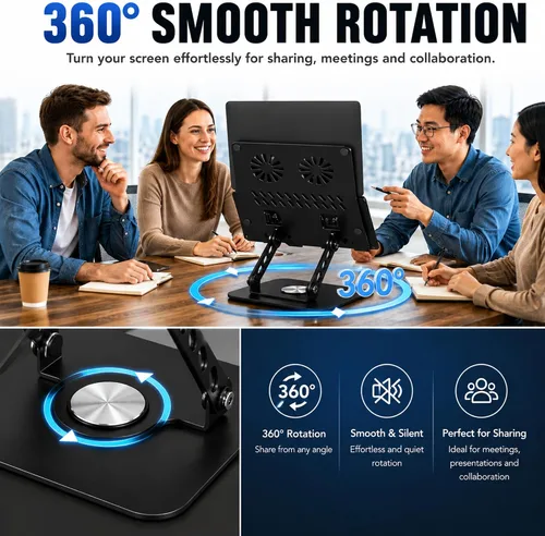 Vista 3 de Soporte ajustable para laptop, soporte para computadora con base