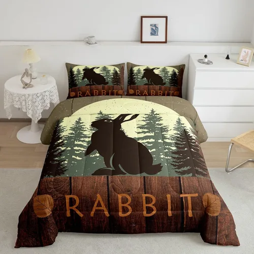 Vista 14 de Castle Fairy Cute Giraffe Bedding Set Twin Size 2 Pcs,Lodge Cabin Jungle Rustic Style Comforter Set for Kids Teens Adults,Wild Animal Pine Trees