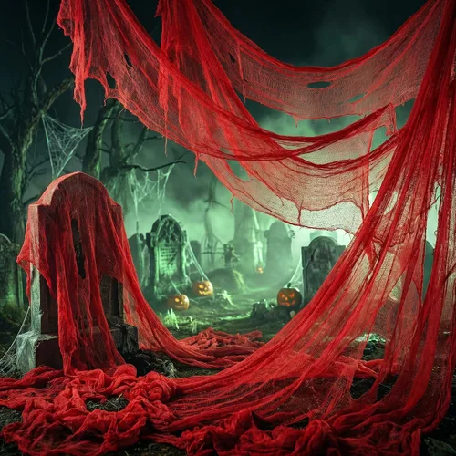 Vista 8 de 197" x 85" Tela espeluznante de Halloween - Tela de gasa espeluznante para Halloween - Tela de gasa sangrienta espeluznante para fiesta de Halloween