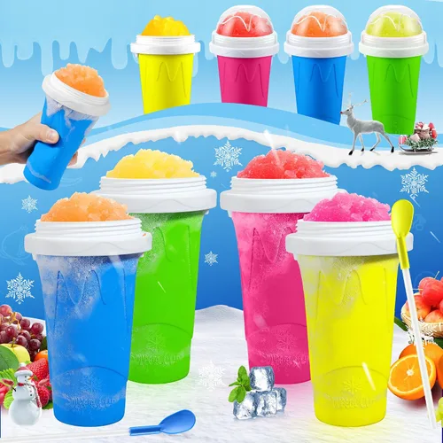 Vista 6 de Taza de Fabricante de Slushie, Tazas de Slushie DIY Mágicas de Presión, Tazas Portátiles Congeladas para Licúados, Yogur y Helado, Taza Reutilizable