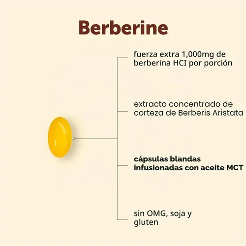 Vista 2 de Micro Ingredients Berberina 1000mg con aceite MCT, 120 cápsulas blandas