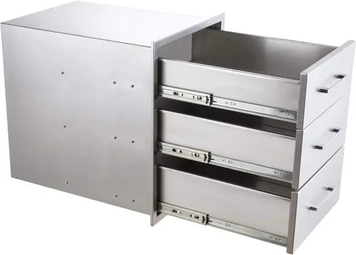 Vista 5 de Cajones de cocina para exteriores, cajón de barbacoa de acero inoxidable, 14 pulgadas de ancho x 20.5 pulgadas de alto x 23 pulgadas de profundidad