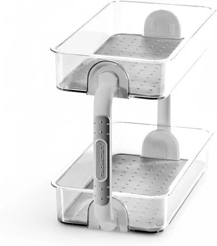 Vista 3 de madesmart Organizador de especias escalonado, 8 tarros para artículos esenciales de cocina, almacenamiento vertical para sal, pimienta, cayena