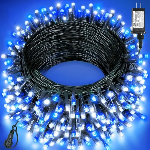 Vista 26 de Tira de luces LED de Navidad de 40 pies para exteriores, luces rojas y blancas de Navidad impermeables, 8 modos y temporizador, luces de árbol