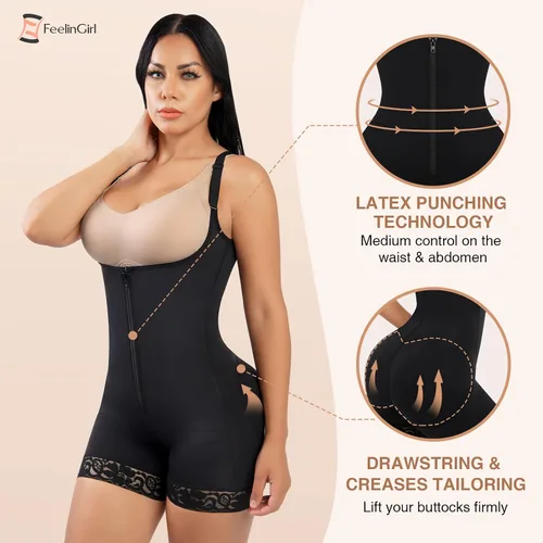 Vista 3 de FeelinGirl Fajas Post Surgery Compression Garment Stage 2 Faja Postparto Shapewear for Women Latex Shapers Crotchless