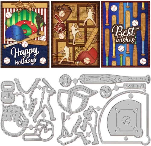 Vista 10 de GLOBLELAND Troqueles de corte de borde de bola deportiva para hacer tarjetas, baloncesto, fútbol, troqueles para bricolaje, álbumes de recortes