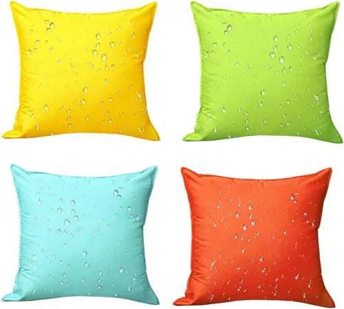 Vista 18 de 4 fundas de almohada impermeables de color azul claro para exteriores, fundas de almohada cuadradas modernas para patio, banco, muebles de patio 4