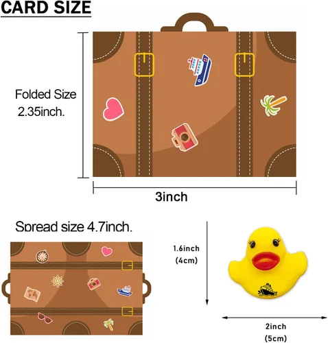 Vista 2 de Patos de goma de crucero para crucero, tarjeta de juegos de patitos, 20 patos de goma, 20 etiquetas de pato, 20 bandas de goma, 3 x 4.7 pulgadas