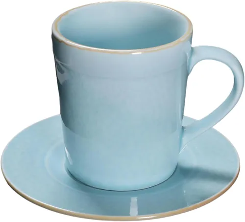 Vista 14 de CAPIJIONG 6.8 fl oz/6.67oz Vintage Cerámica Horno Taza de Café Set Creativo Simple Taza de Leche para Oficina Hogar Restaurante Café-Azul Esmalte