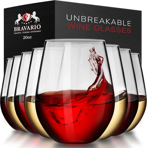 Vista 7 de Bravario Copas de vino de plástico irrompibles sin tallo, reutilizables, 100% plástico Tritan inastillables, aptas para lavavajillas, sin BPA