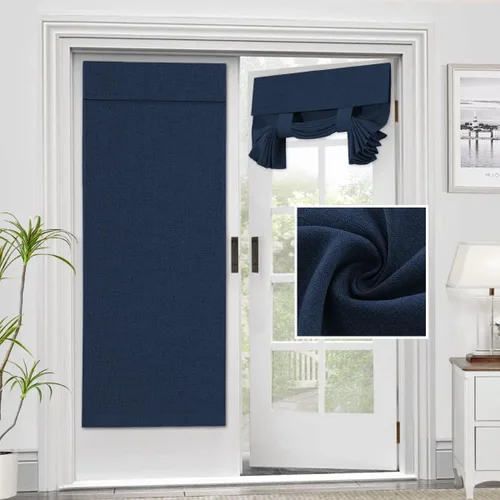Vista 27 de H.VERSAILTEX - Cortinas para puerta francesa de lino con textura, persianas de privacidad impermeables para ventana de cocina, oscurecimiento