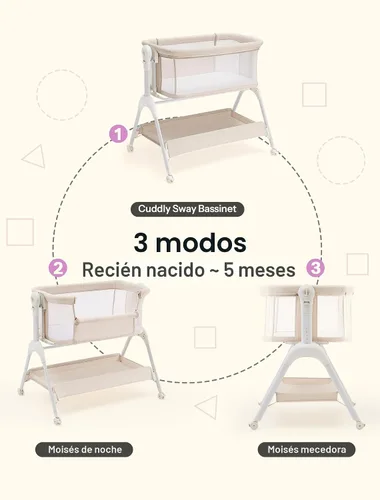 Vista 7 de HARPPA Cuddly Sway - Moisés mecedora 3 en 1 Crema de arena