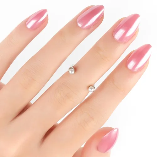 Vista 12 de GLAMERMAID Seashell Pink - Uñas postizas cortas a presión, color almendra